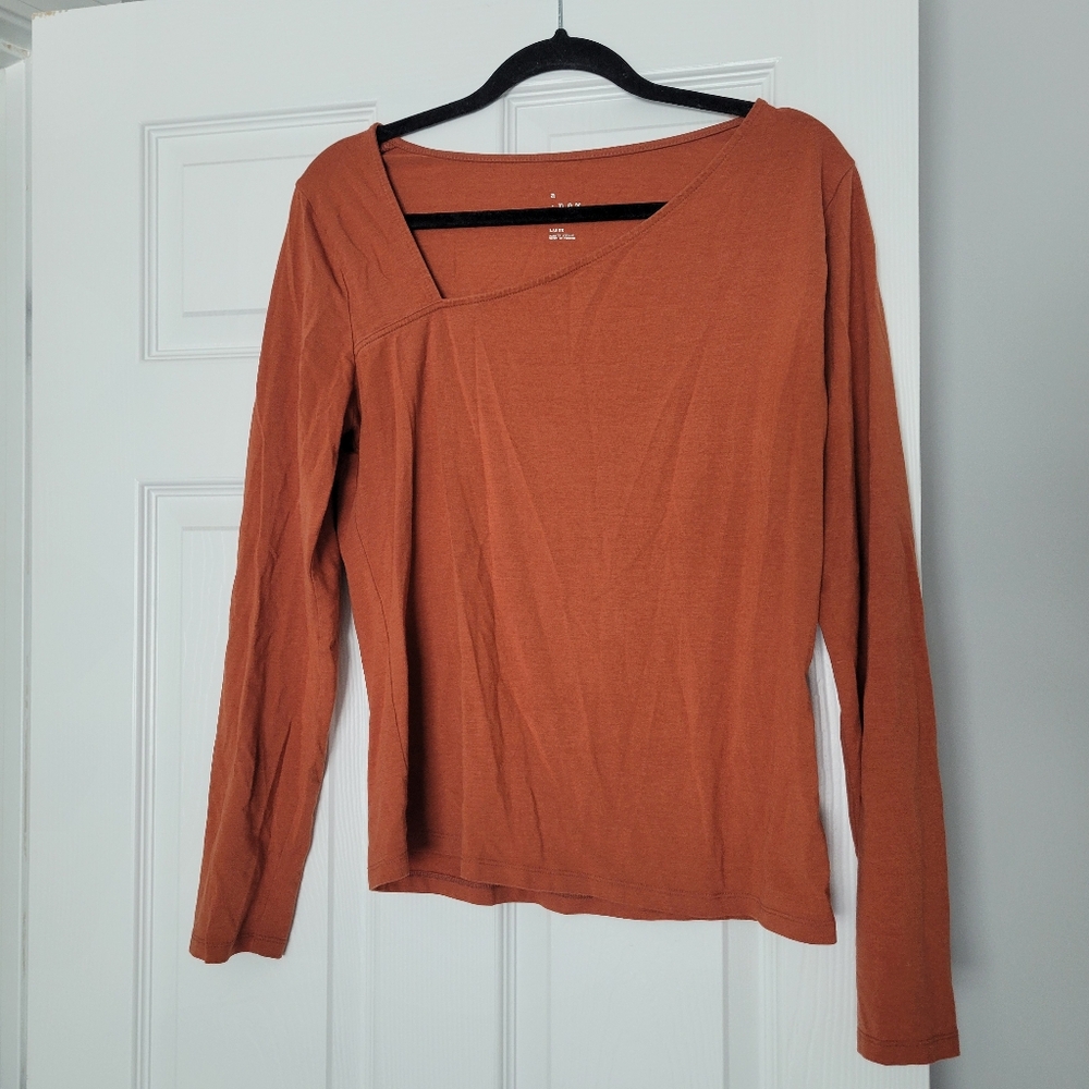 A New Day Orange Asymmetrical Shirt